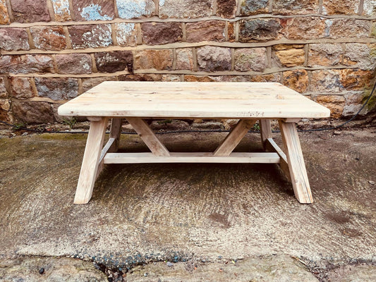 Handmade Reclaimed Wood Coffee Table | Rustic Farmhouse Low Table | Solid Timber | Vintage Cottage Style Living Room Furniture