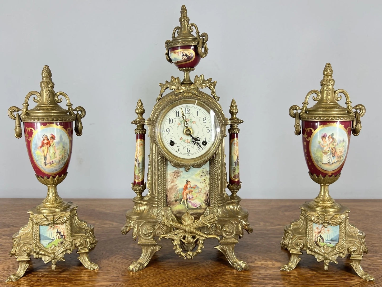 Lancini Imperial Ormolu Porcelain Gilt Brass Mantle Clock LOT 4638