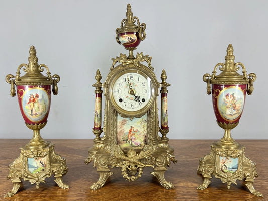 Lancini Imperial Ormolu Porcelain Gilt Brass Mantle Clock LOT 4638