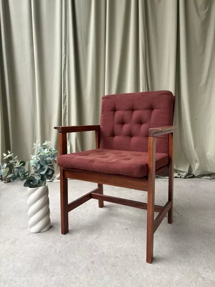 Vintage Late Mid Century Oak Chair Side Armchair Danish Scandi Retro R1087