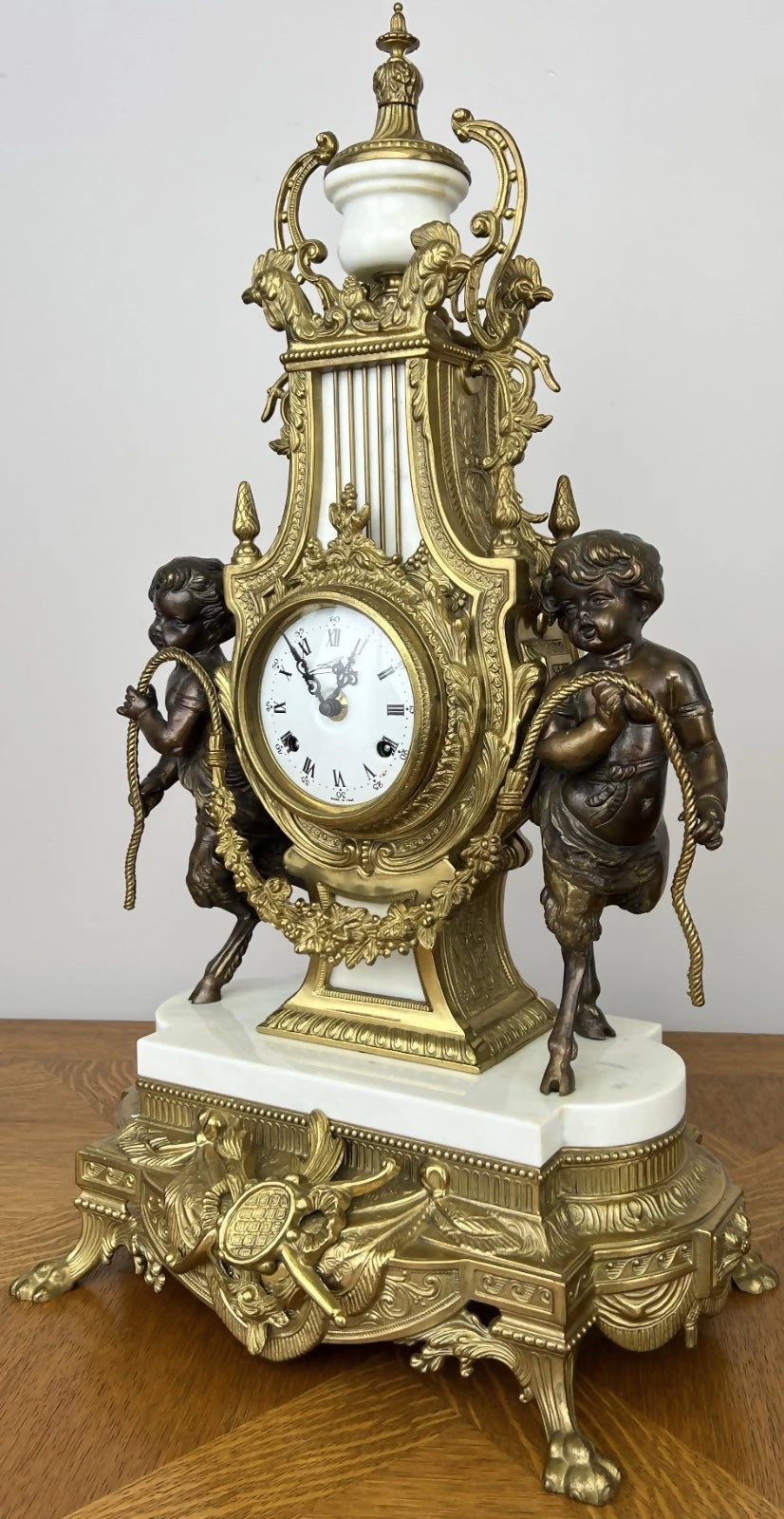 Clock Antique Louis XV Brass Marble Garniture Set With Candelabras LOT 6026