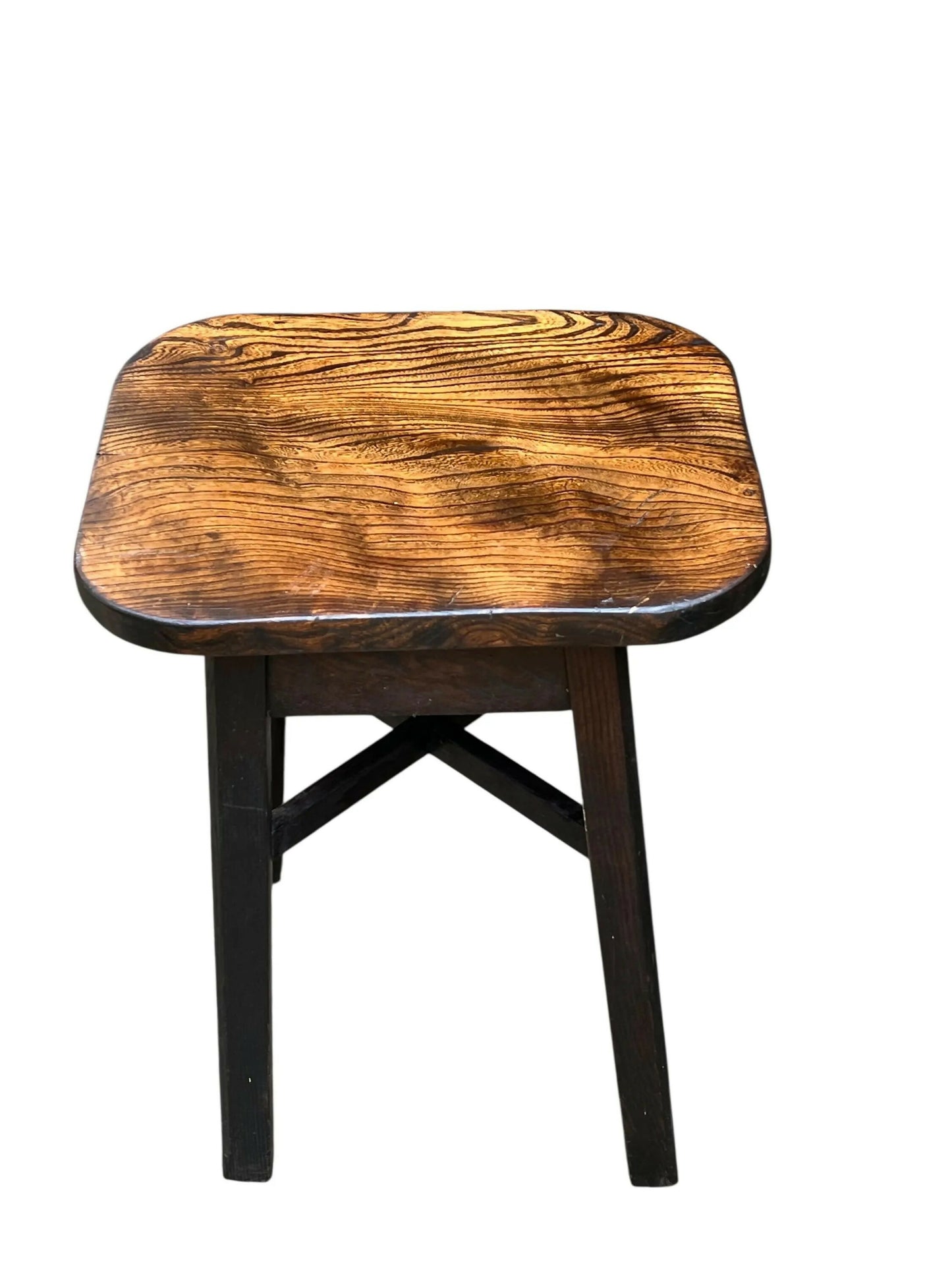 Antique solid Oak rustic stool / side table