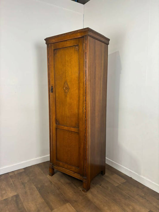 Vintage Oak Hall / Bachelor’s Wardrobe – Compact Single Door Hanging Cupboard