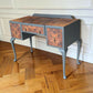 Vintage Art Deco dark green Walnut Burr Wood Desk Writing Table