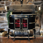 French Style Black & Gold Sideboard / Drinks Cabinet - Red Velvet Interior