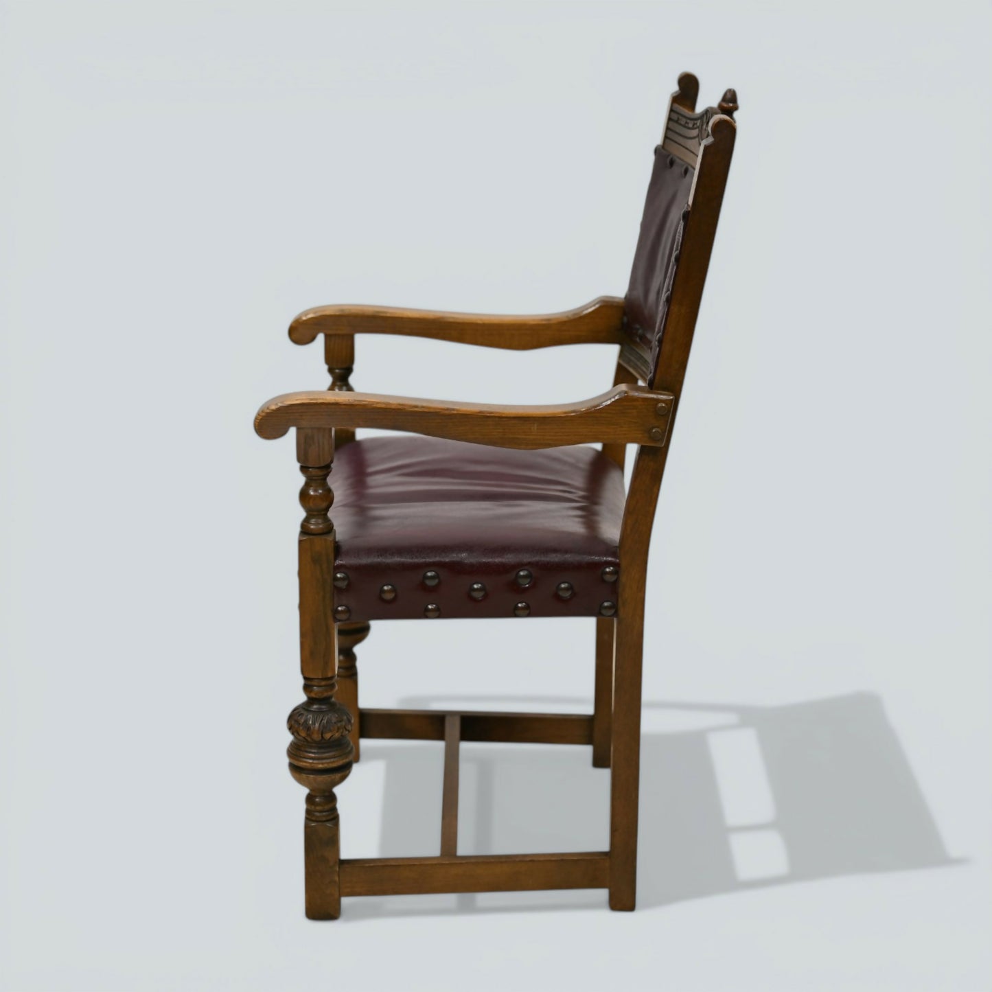 6 Old Charm Dining Chairs Studded Leather Seats/Backs Light Oak FREE UK Delivery