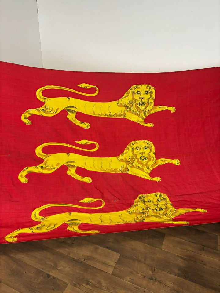 Large Vintage Royal Standard Flag, Three Lions Banner