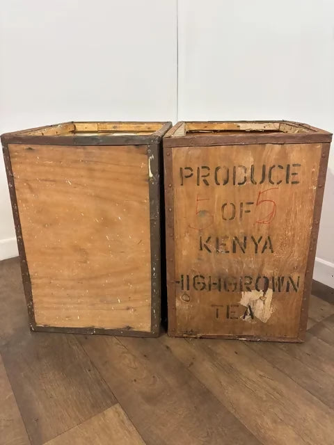 Pair of Vintage Kenyan Tea Shipping Chests / Boxes