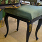 Vintage French Dressing Table, Desk Bedroom Office. Painted Furniture. Upcycled Navy Blue Gold Tropical Bird Commission Piece