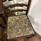 Vintage Set of Seven Oak Ladder Back Dining Chairs Including Carver Chair