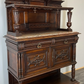 Sideboard Antique French Style Walnut Marble Display Cabinet Cupboard LOT 3576