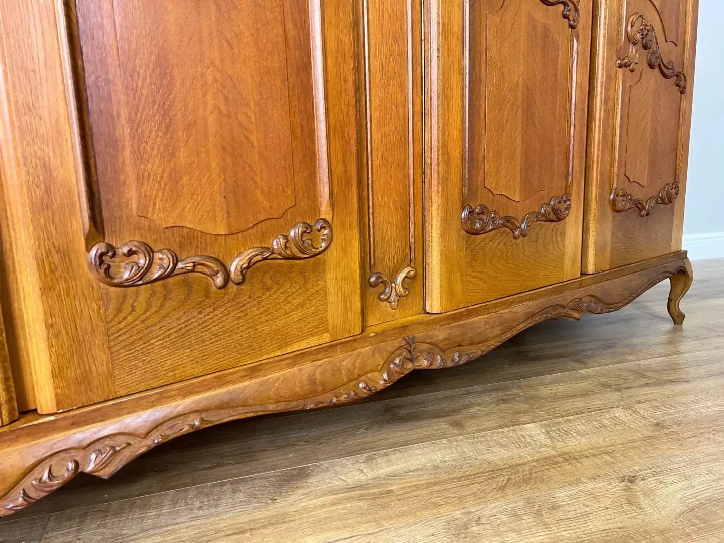 Wardrobe Vintage French Louis XVI Style Four Door Carved Armoire LOT 4861