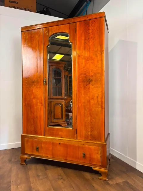 Art Deco Walnut Single Door Wardrobe