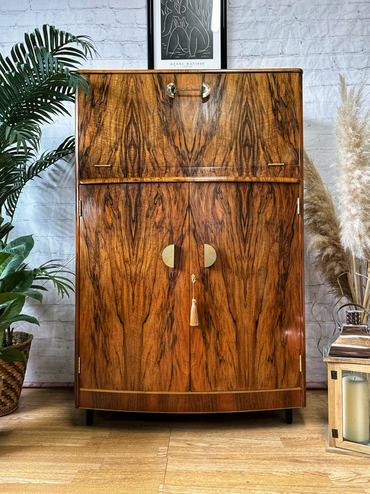 Turnridge of London Cocktail Cabinet, Vintage Drinks Bar, Art Deco, 1950’s Drinks Unit, Retro Bar, Walnut MADE TO ORDER