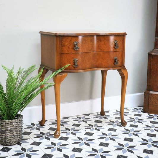 Hall Table Side Table Serpentine Front in Burr Walnut Chest of Drawers