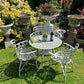 White Love Seat Patio Set with Bench in Pebble Grey