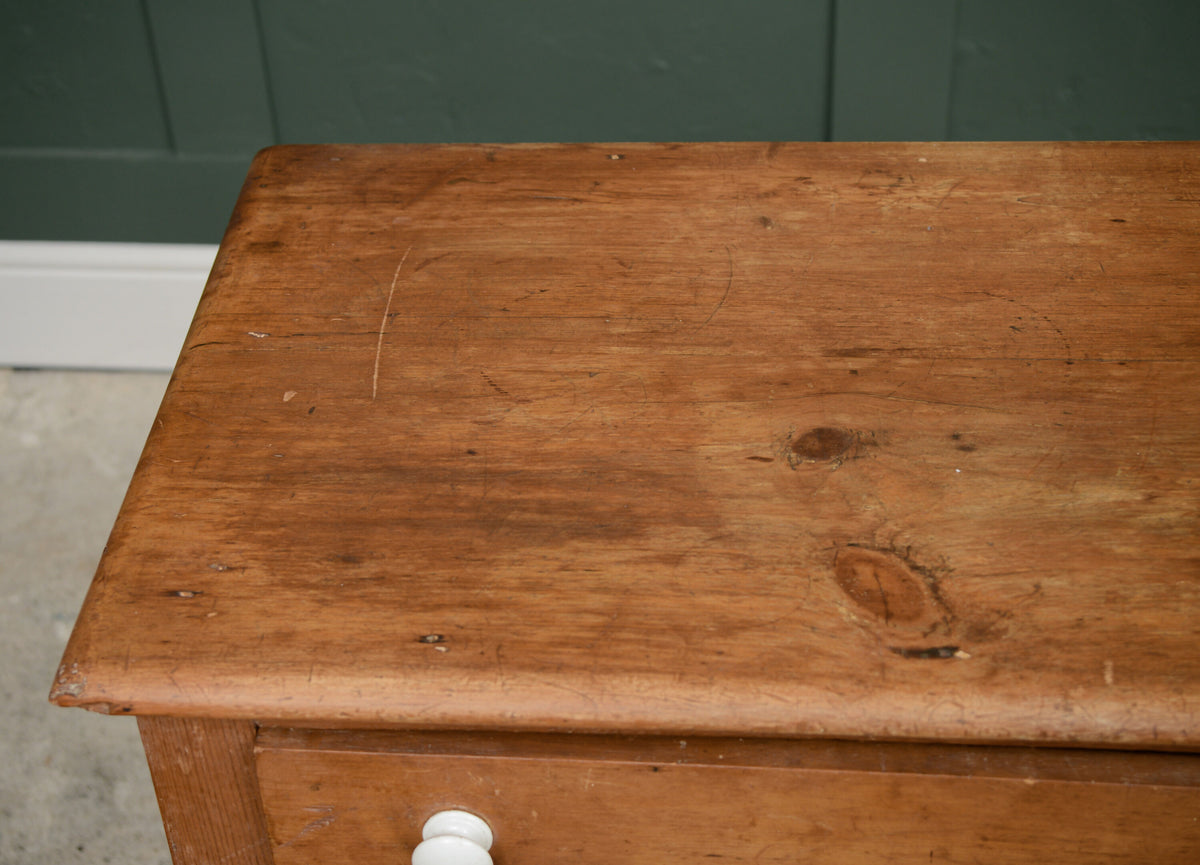 Antique Pine Rustic Console Table Hall Table with Ceramic Handles