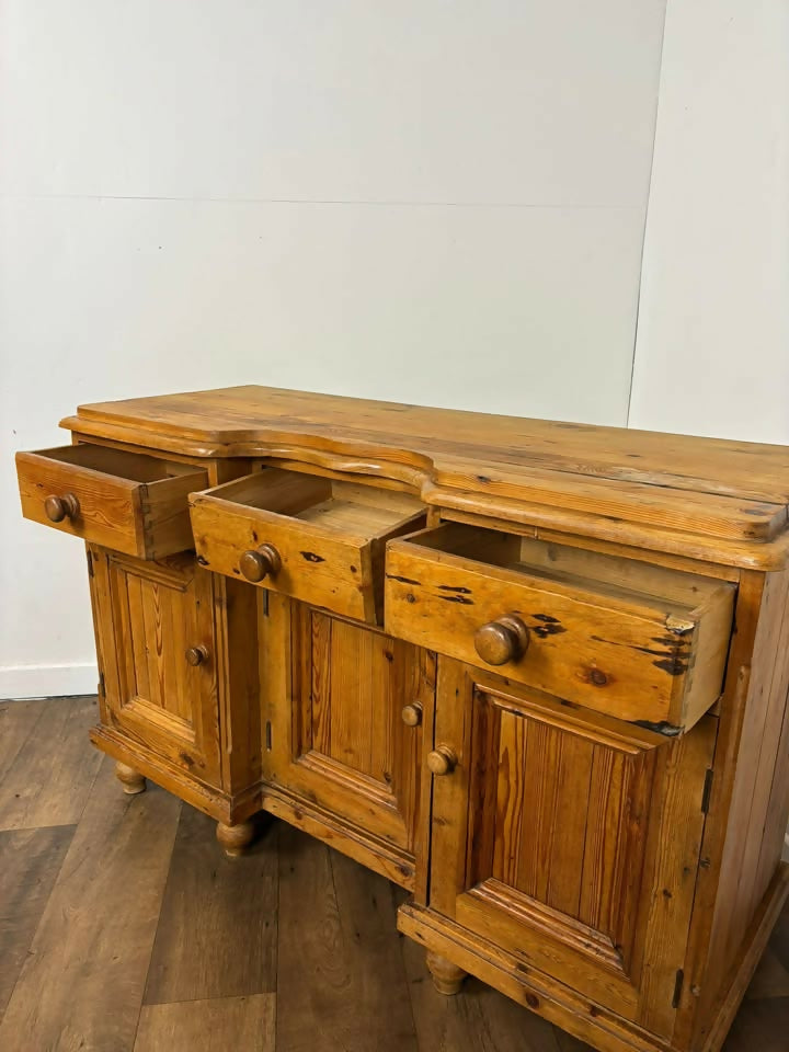 Vintage Stripped Pine Dresser Base / Sideboard