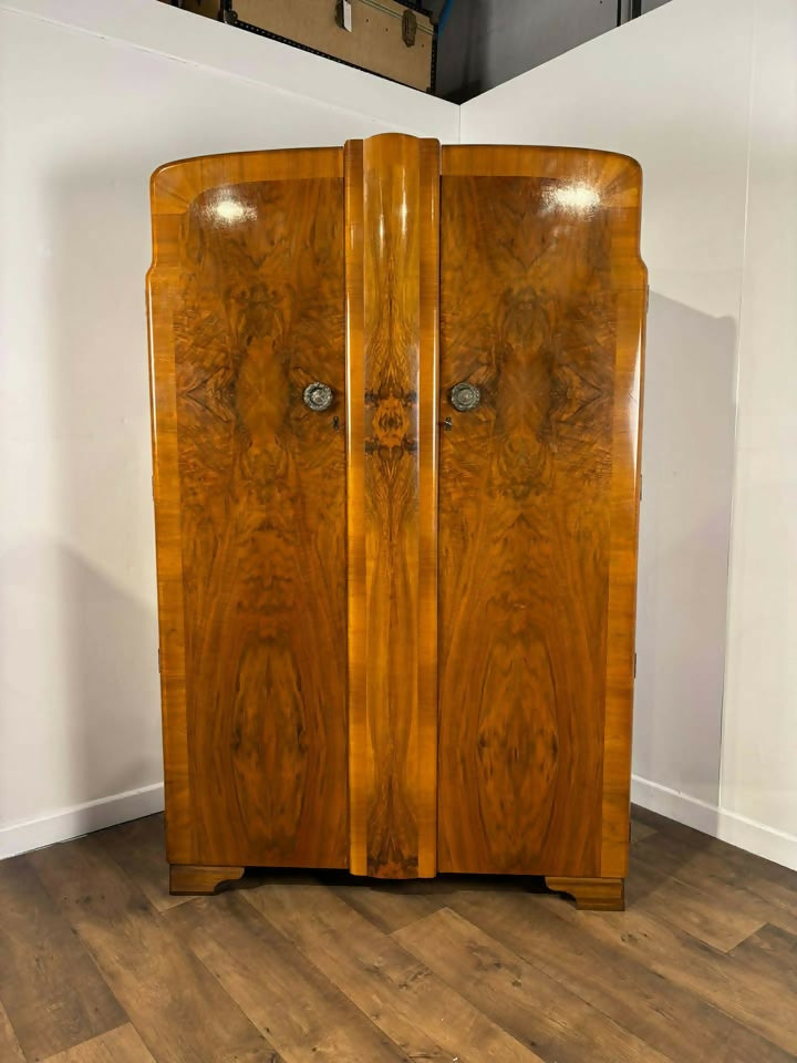 Art Deco Walnut Figured Ladies Wardrobe