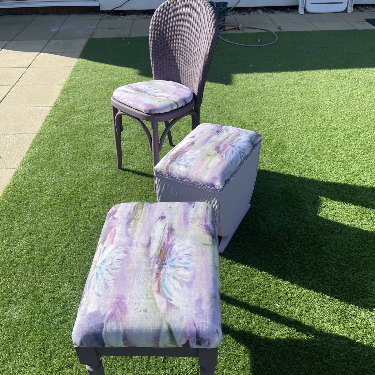 Small lavender ottoman or seat