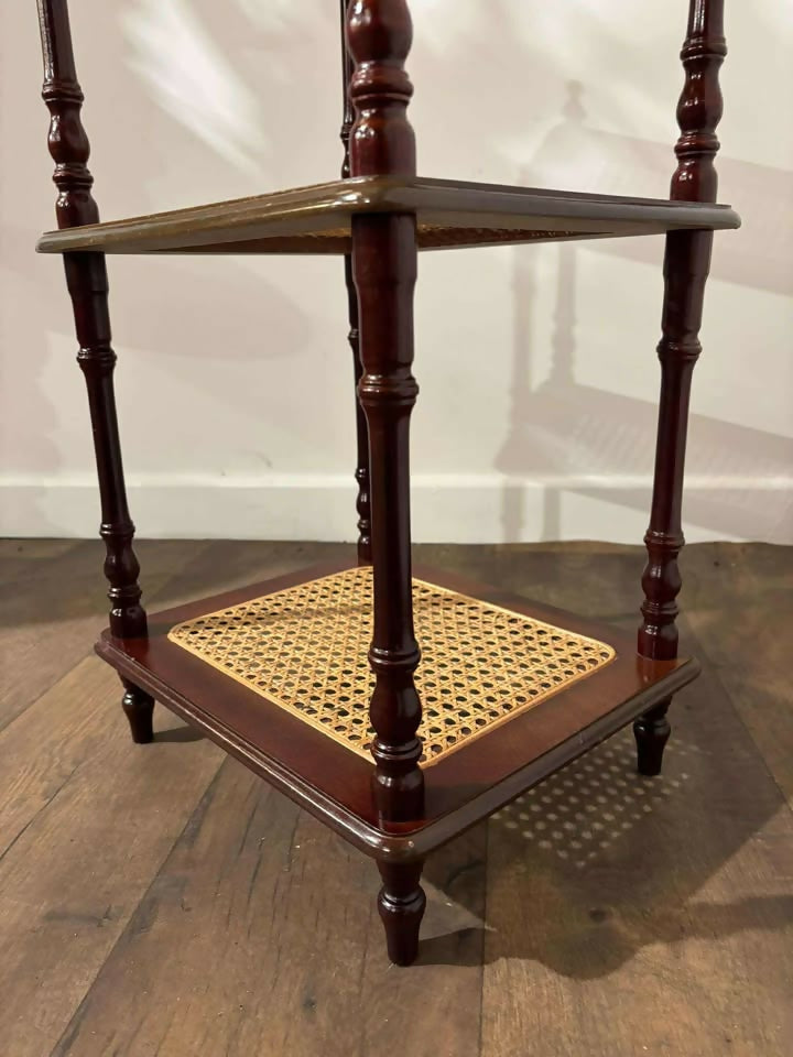 Reproduction Mahogany & Wicker What-Not