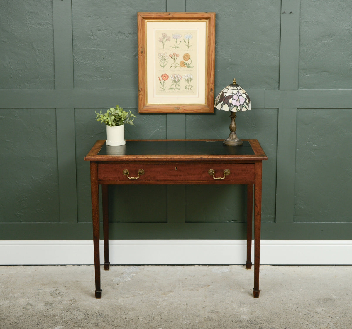 Antique Mahogany Writing Table Desk with Leather Top