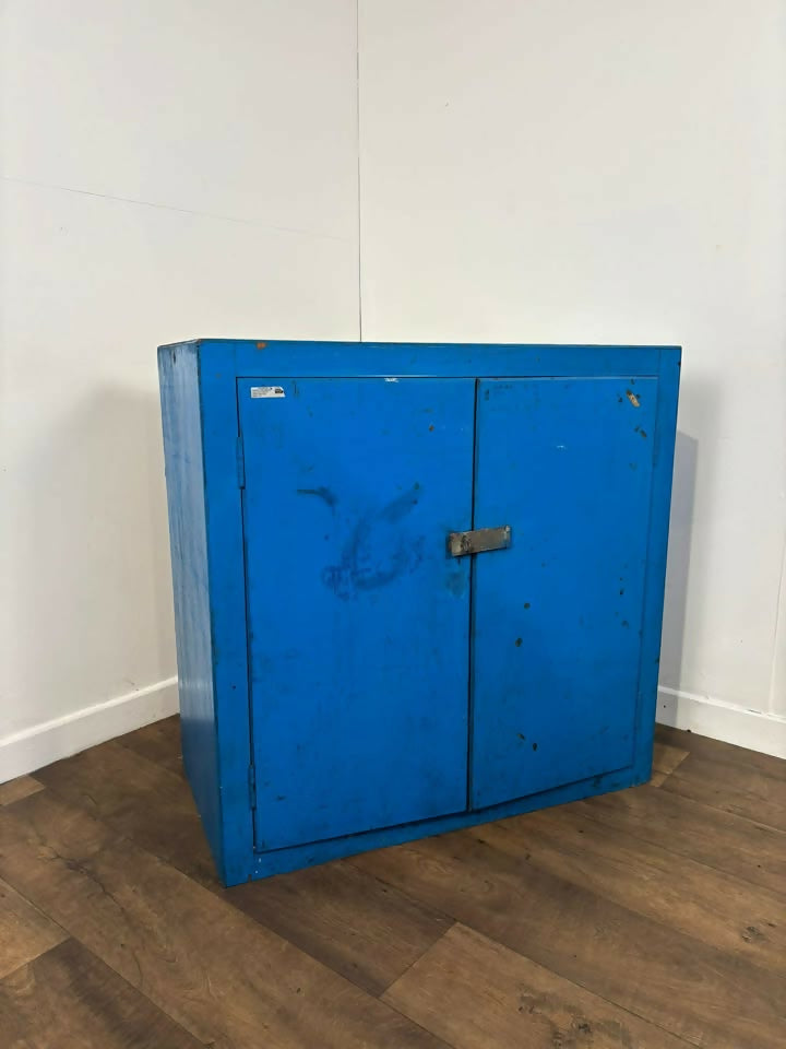 Vintage Rustic Blue Wooden Cupboard