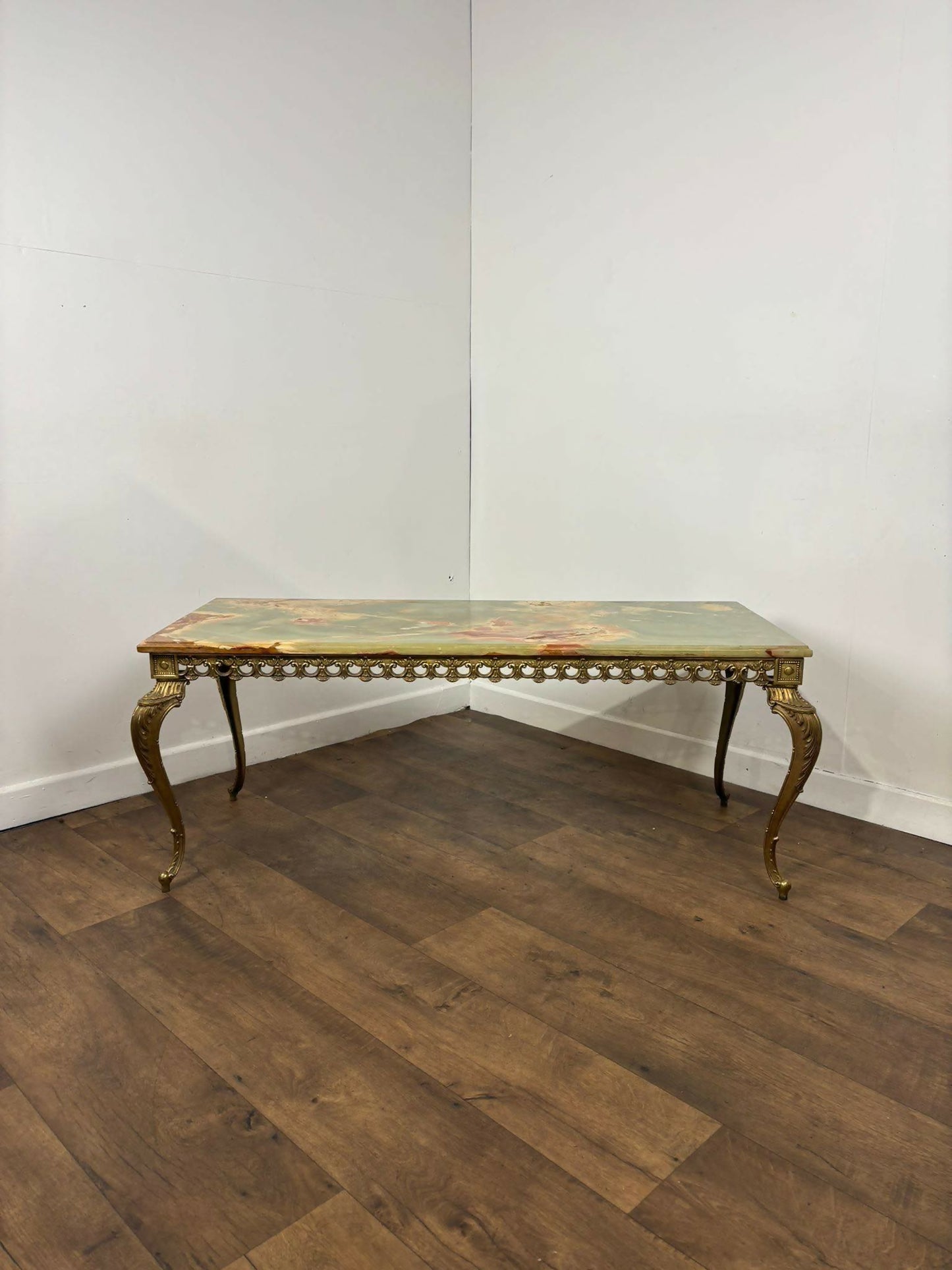 Vintage Marble Top and Brass Base Coffee Table