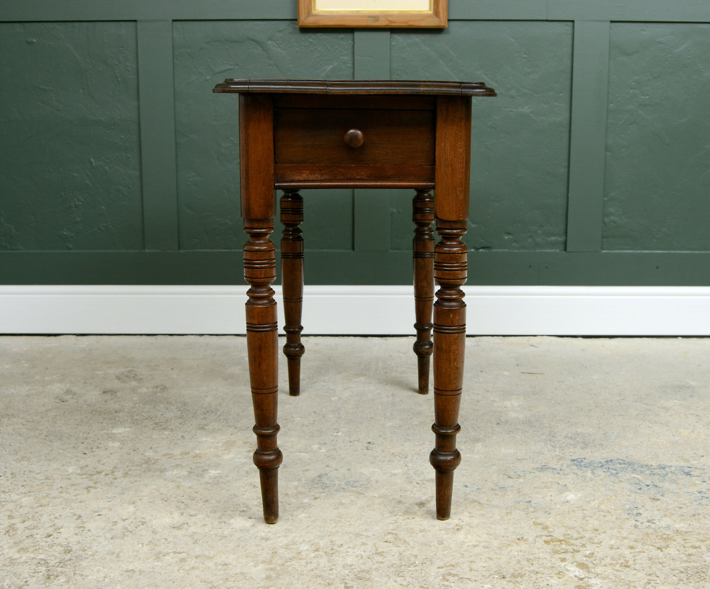 Victorian Mahogany Console Side Table with Leather Top & End Drawer