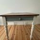 Antique Pine Farmhouse Kitchen Table Scrub Stripped Rustic Top With End Drawer