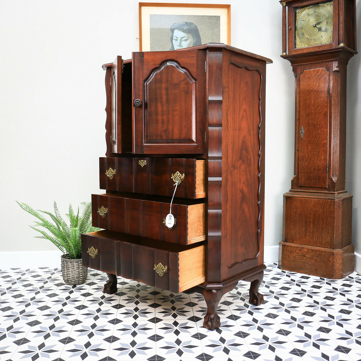 Rare Dutch Colonial Tall Boy Drinks Cabinet Media South African Stink Wood