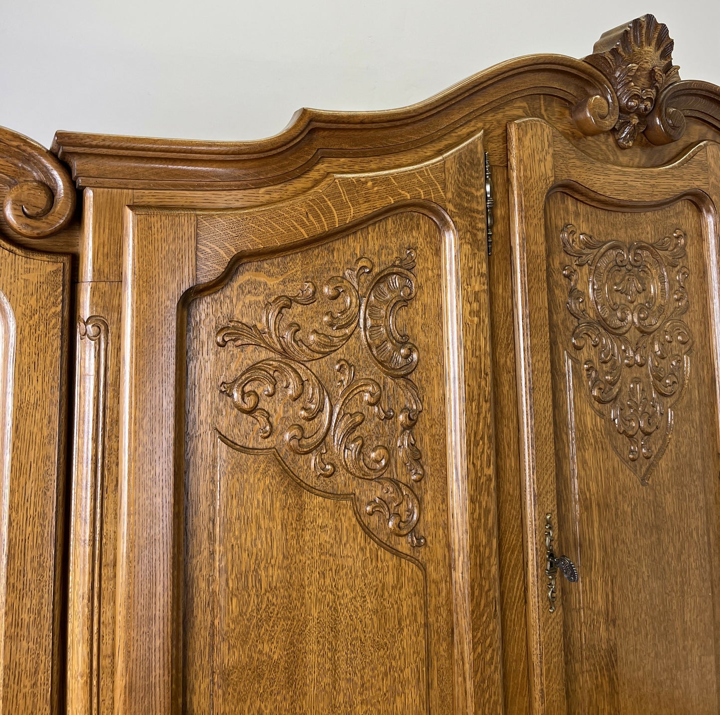 Wardrobe Vintage French Louis XVI Style Five Door Oak Carved Armoire LOT 6457