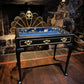 Vintage Queen Anne Style Bijouterie Jewellery Display Table in Black & Gold with William Morris Interior