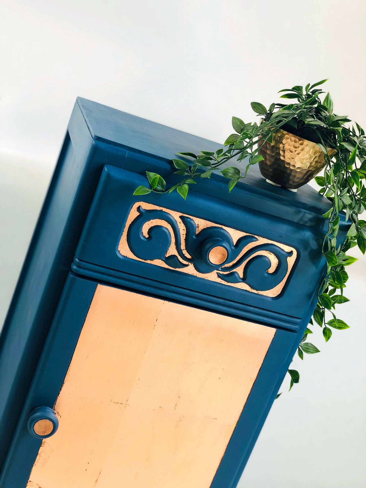 1930s Art Deco Hand Painted Copper Bedside Cabinet