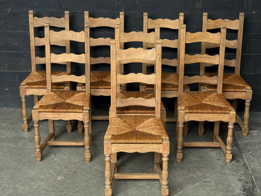 Set 8 Oak Farmhouse Dining Chairs