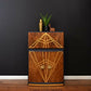 "Diamonte' Burr Walnut Cocktail Cabinet, Vintage 1950 Narrow Drinks Cocktail Cabinet