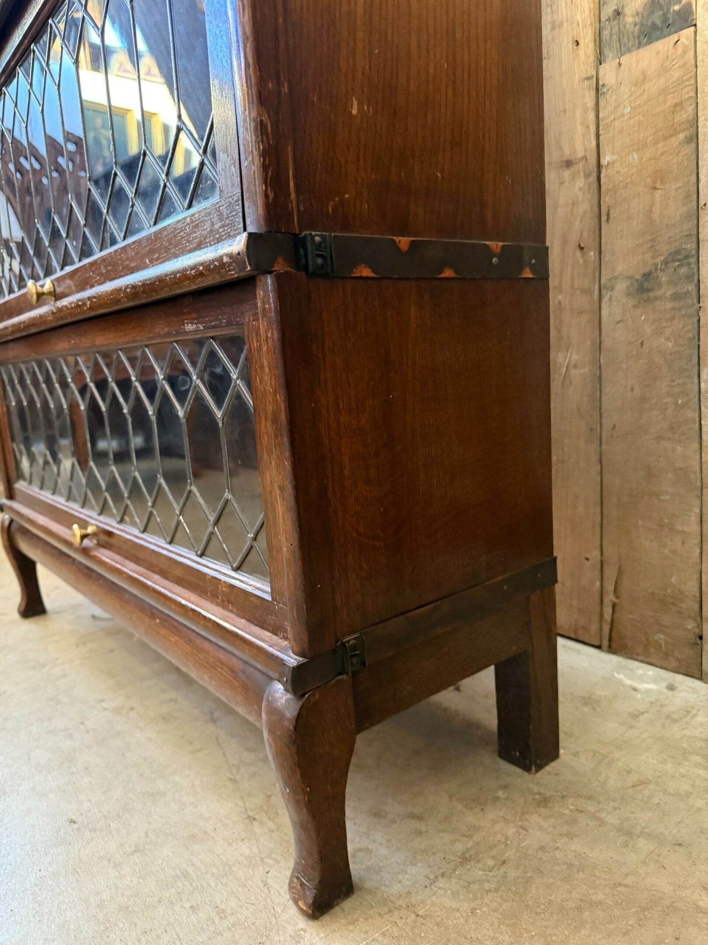 Antique Globe Wernicke Oak Five Stacking Modular Barristers Solicitors Office Glazed Bookcase Cabinet, c1930