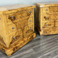 Vintage French Art Deco Burr Bedside Tables Pair | 3 Drawer Nightstands | French Design | Nickel Knobs | Elegant Veneer Finish | Lot 4233