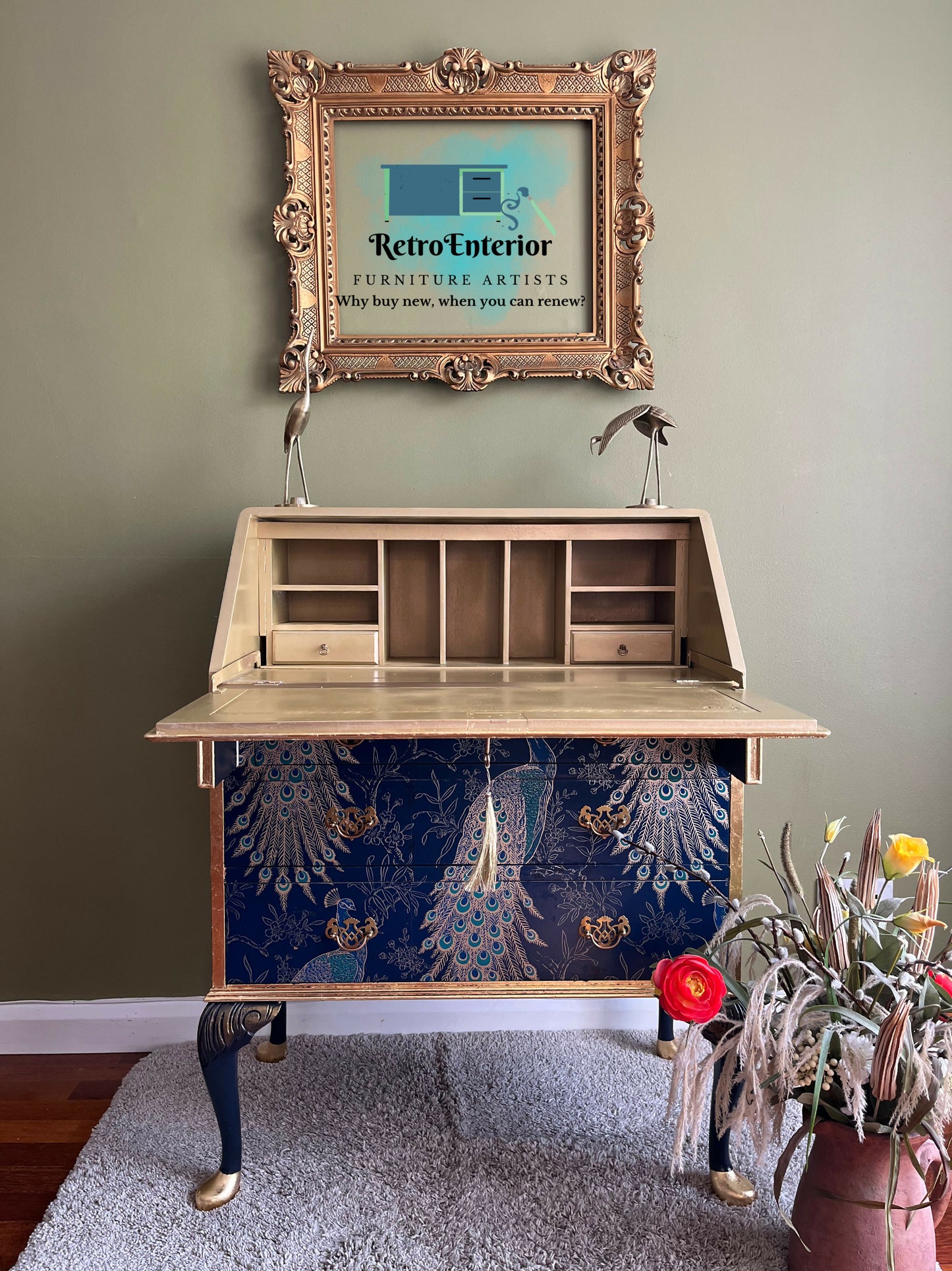 Peacock Blue and gold bureau - on order