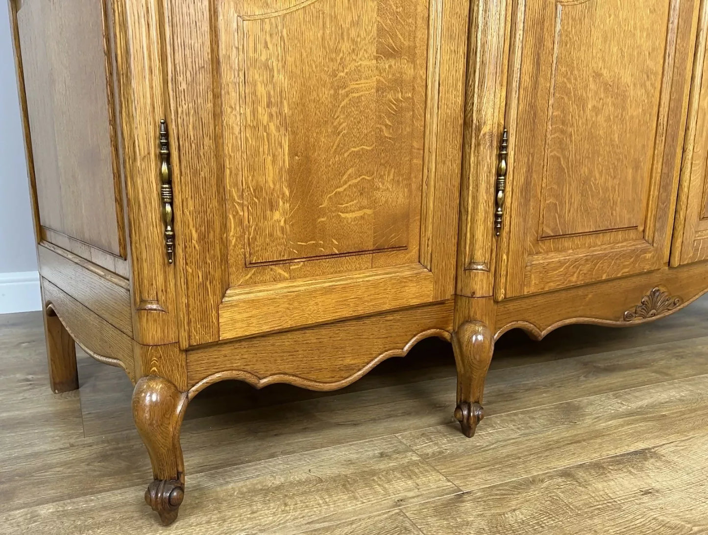 Wardrobe Vintage French Louis XVI Style Four Door Oak Carved Armoire LOT 4929