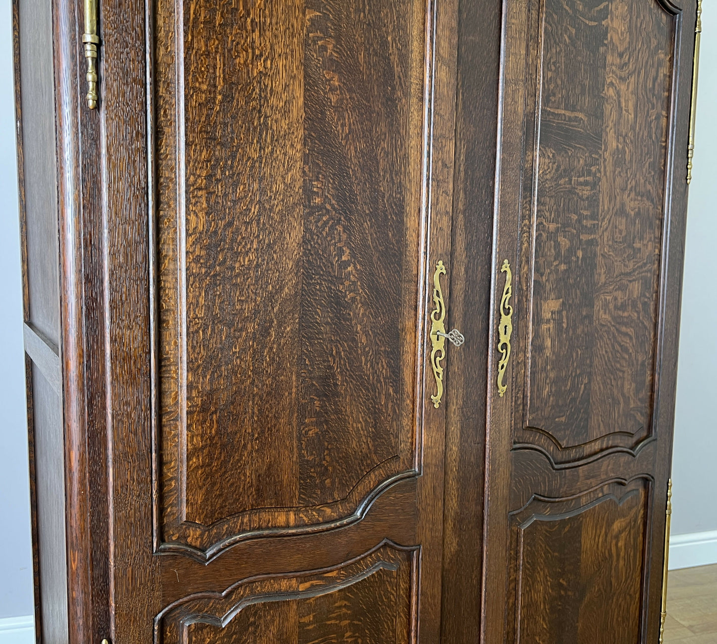 Wardrobe Antique French Louis XVI Style Oak Two Door Carved Armoire LOT 6466