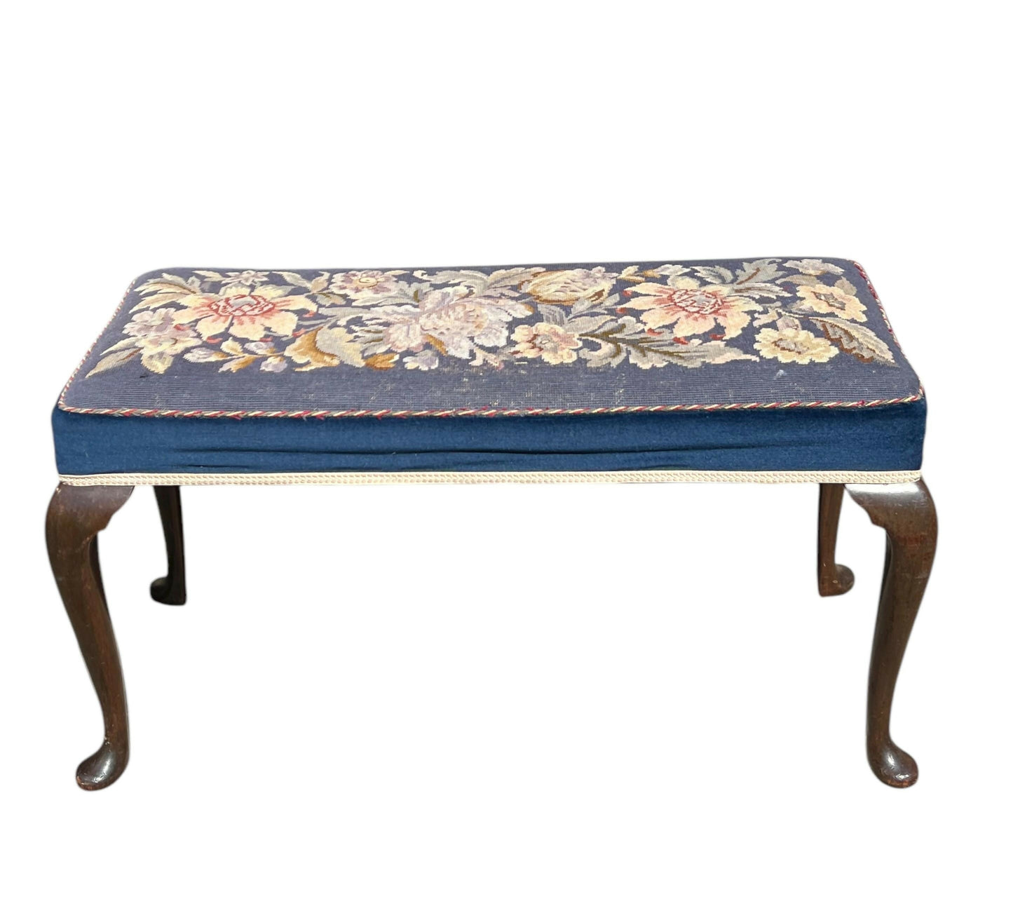Antique needlepoint footstool