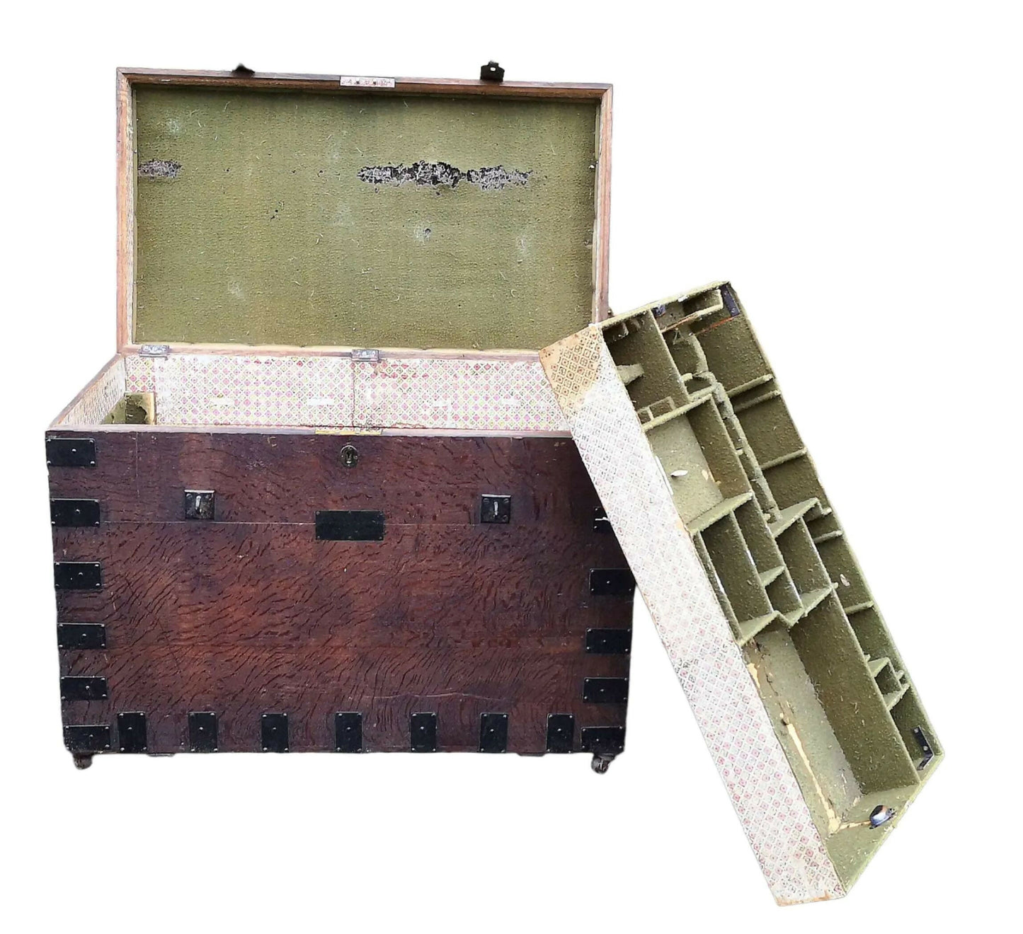 19th Century Oak & Metal Banded Silver Chest