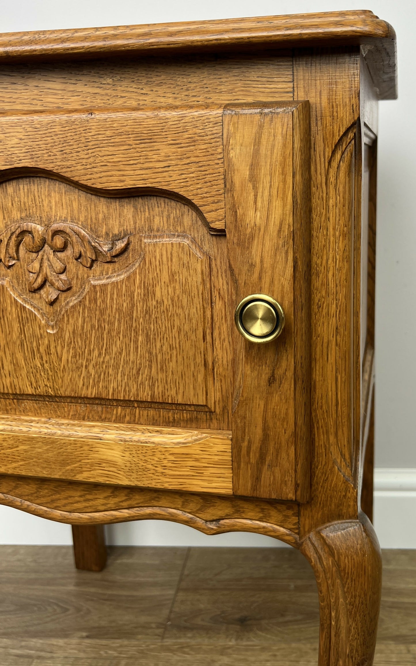 Pair of Bedside Tables Vintage French Louis Oak Nightstands Cabinets LOT 6297