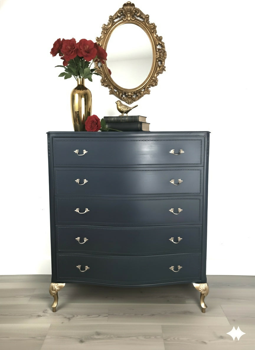 Black Louis chest of drawers in dark grey