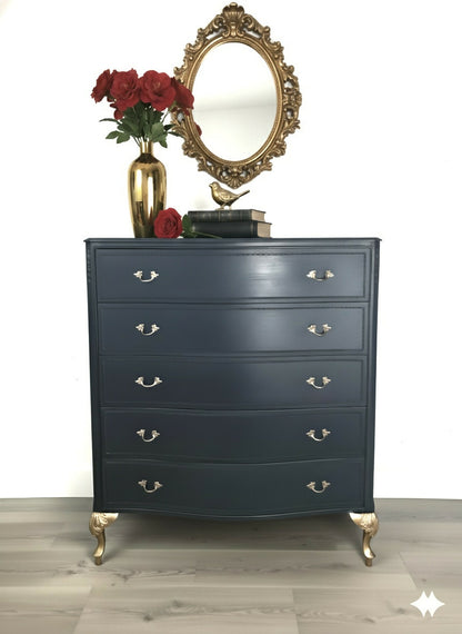 Black Louis chest of drawers in dark grey
