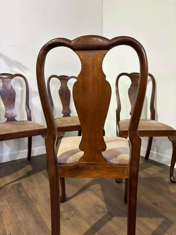 Set Of Four Georgian Style Walnut Dining Chairs