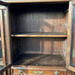 Arts & Crafts French Walnut Bookcase / Cupboard With Fitted Shelves & Drawers