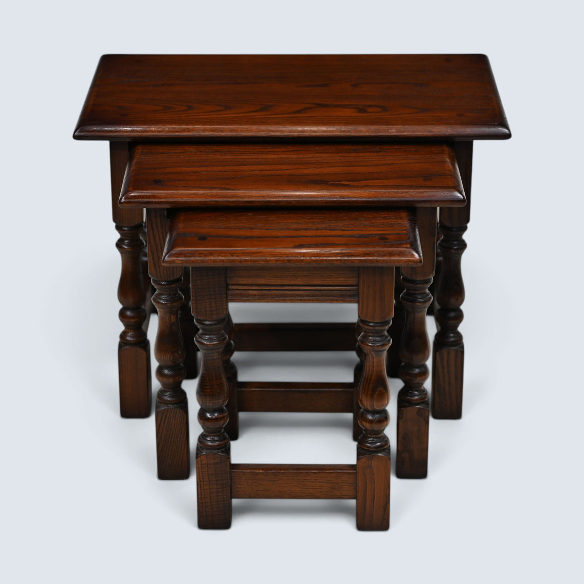 Old Charm Nest of 3 Tables Tudor Brown Finish Model 1494 FREE* UK Delivery