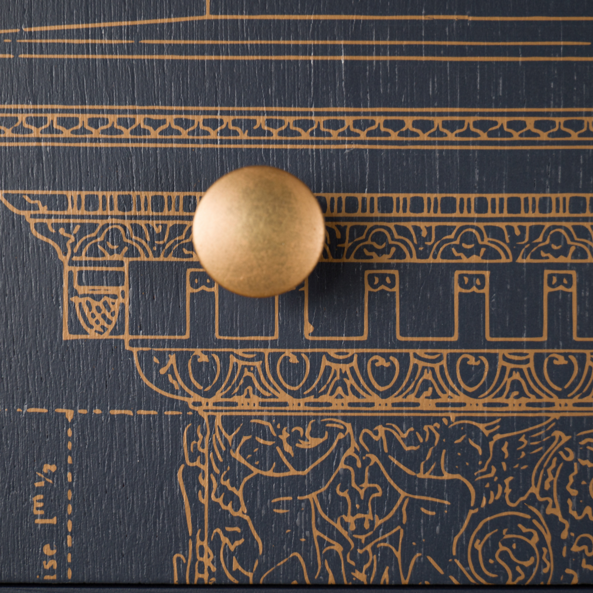 Meredew Chest of Drawers | Mid Century Modern Architectural Blueprint Tallboy Storage